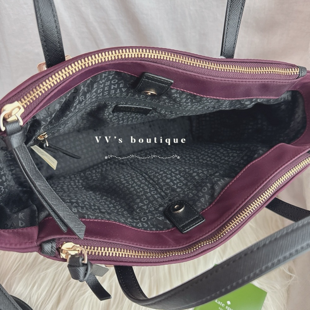 NWT Kate Spade Wilson Road Alyse Nylon Tote Crossbody Deep Plum Purple WKRU4715 - Picture 9 of 10